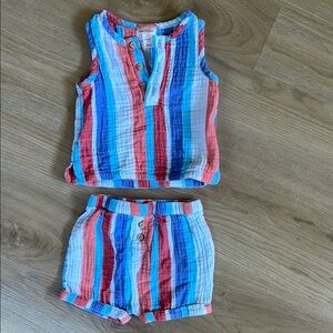 Cat & Jack Red, White and Blue Striped 6-9 mo matching set